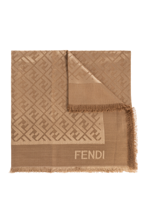 FENDI 薔薇 刺繍 ロゴ コットン ベージュ ピンクダリア M FF Shawl Silk Pink | Fendi